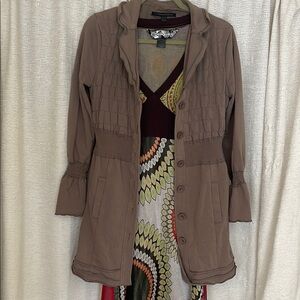Katherine Barclay Brown Ruffled Women's Jacket sz M